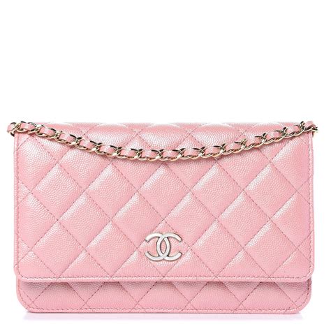 chanel wallet on chain pink iridescent|Chanel quilted wallet on chain.